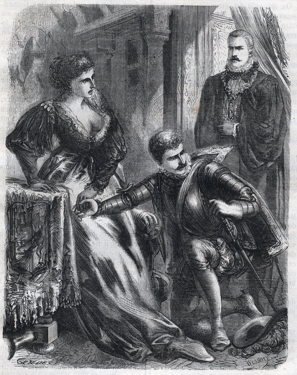 König Philipp II. (1527-1598) überrascht seinen Sohn, Prinz Don Carlos (1545-1568), als er versucht, seine Stiefmutter, Königin Elisabeth (1545-1568) (Elisabeth von Frankreich oder Isabelle von Valois), zu vergewaltigen, am 17. Januar von French School