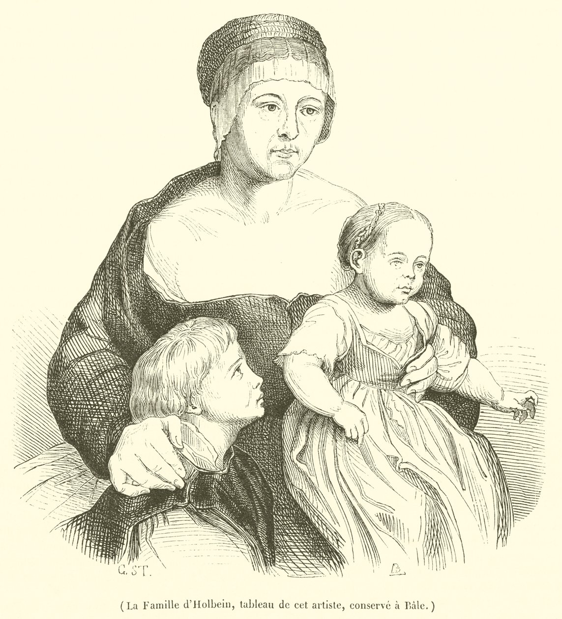 Die Familie von Holbein (Gravur) von French School