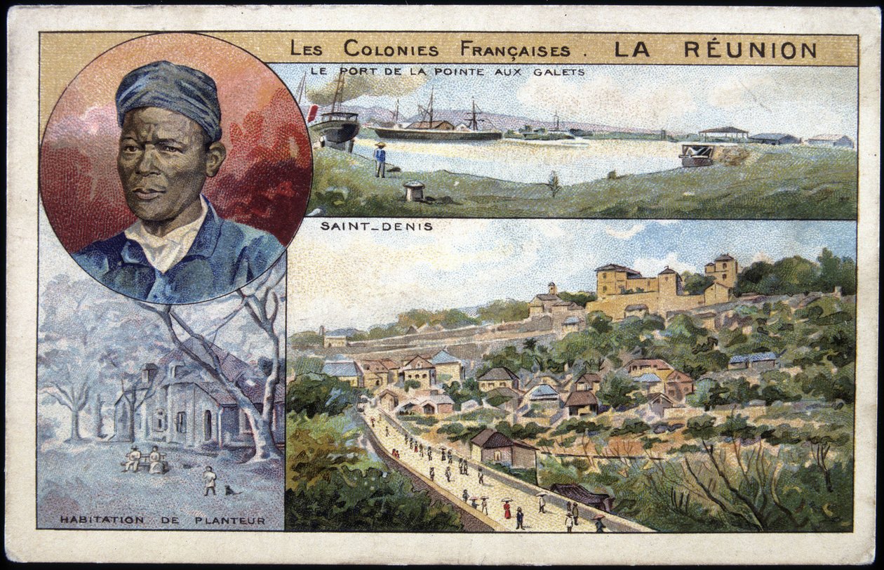 La Réunion, Ansicht von St. Denis - Postkarte Chromolithographie, Anfang 20. Jahrhundert von French School