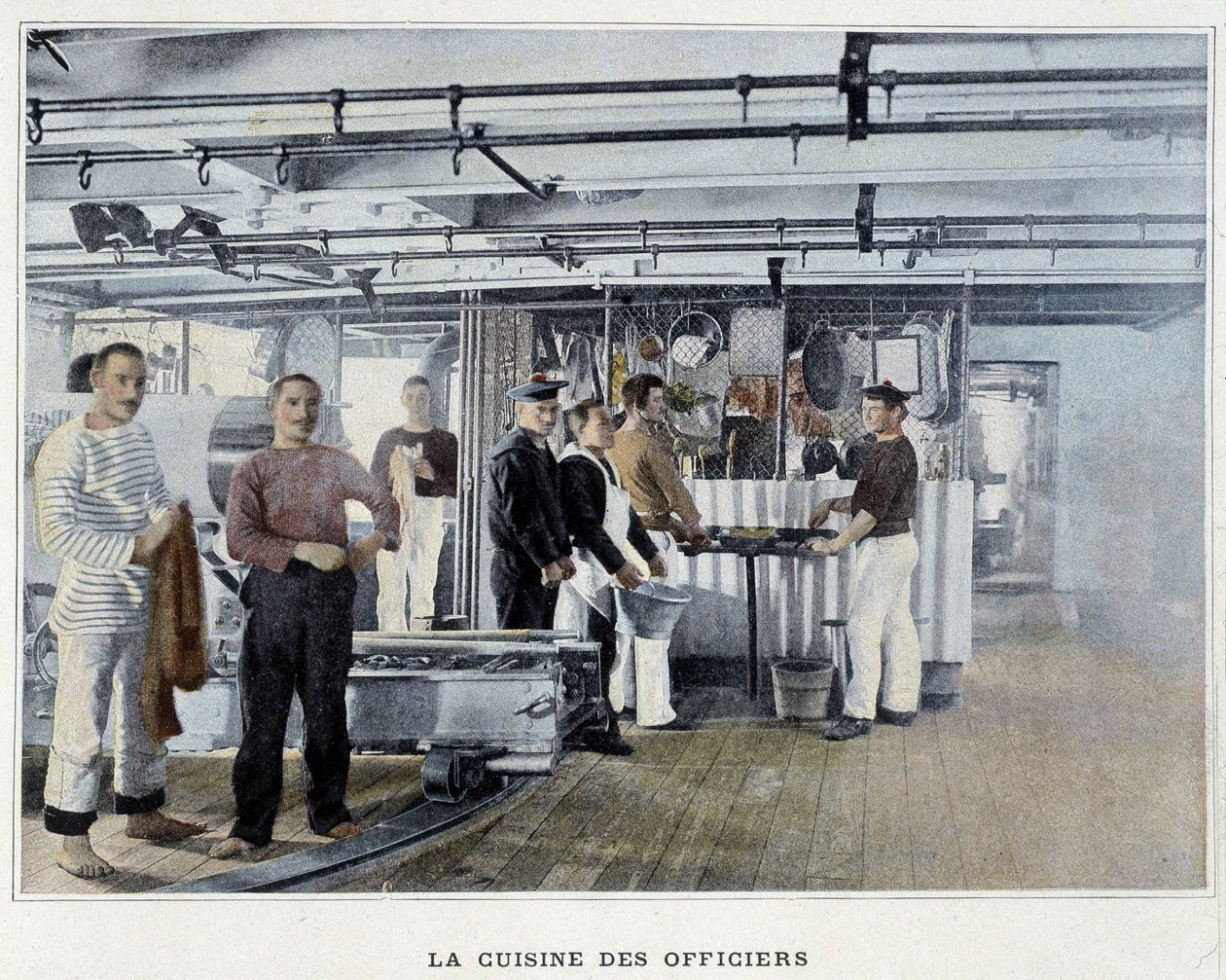Die Küche der Offiziere - in „Album militaire - Marine: Das Leben an Bord“ von French School
