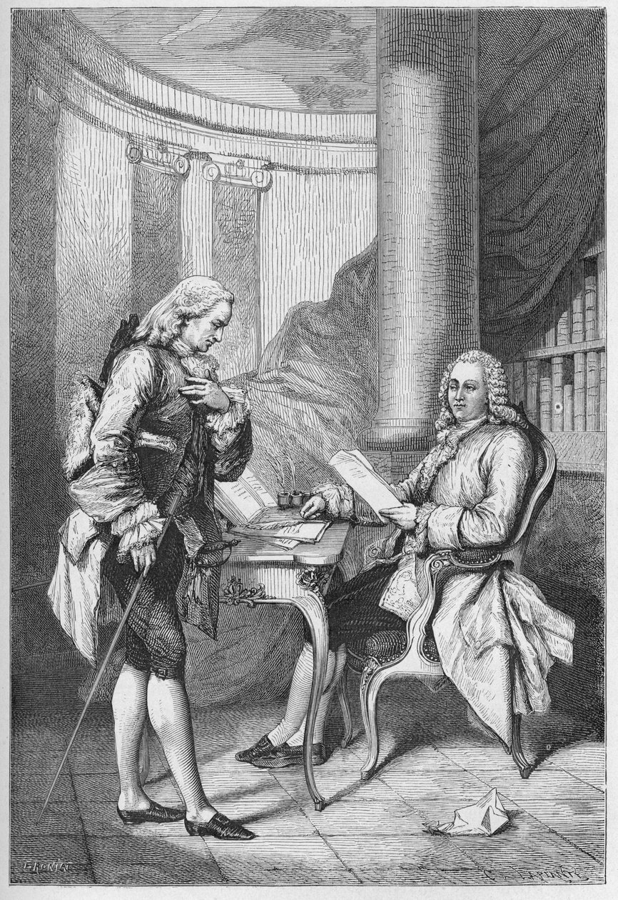 Der Rücktritt von Turgot 1776 - Ludwig XVI., König von Frankreich, und Anne Robert Jacques Turgot - Turgots Entlassung - Gravur aus „L