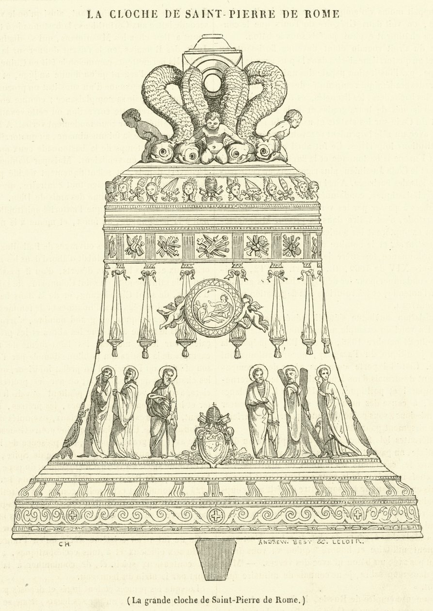 Die große Glocke von Sankt Peter in Rom (Gravur) von French School