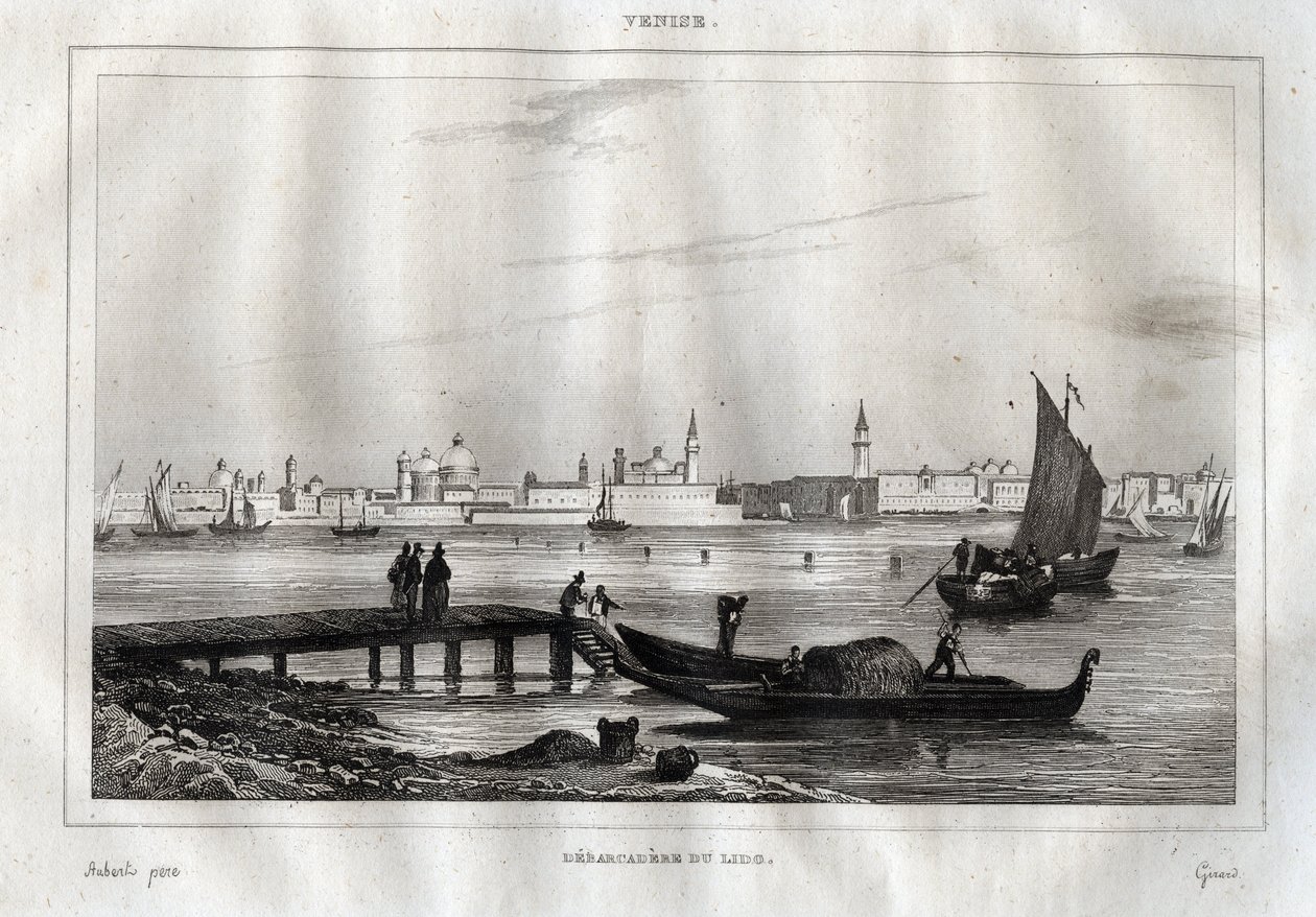 Landungssteg von Lido von Venedig - Gravur aus „Italien malerisch“ von M. de Norvins, Ch. Nodier 1834-1836 von French School