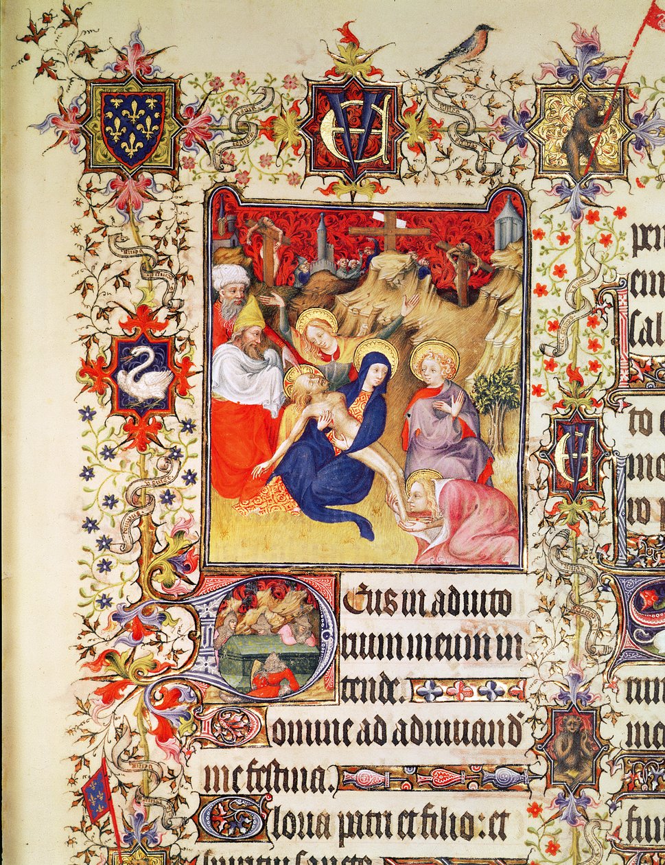 Die Kreuzabnahme Christi, aus den Grandes Heures de Duc de Berry, 1409 von French School