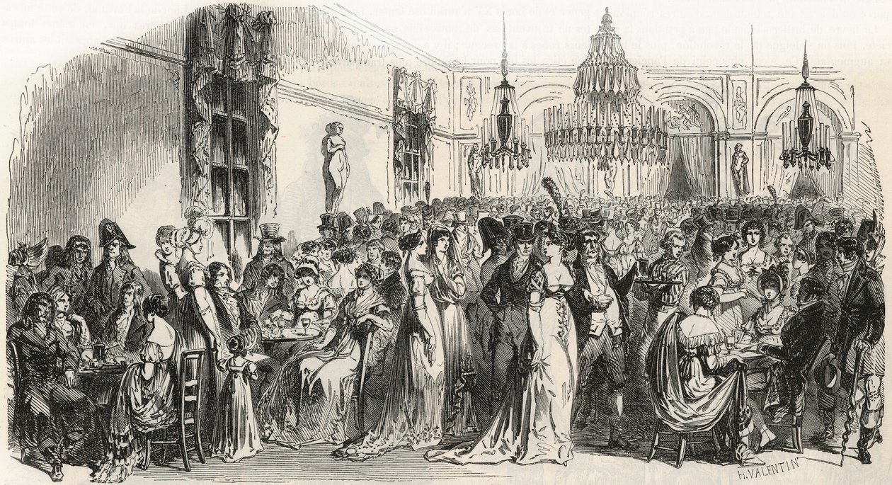 Der große Salon des Café Frascati in Paris im 19. Jahrhundert - Gravur in „Tableau-de-Paris“ von Edmond Texier 1852 von French School