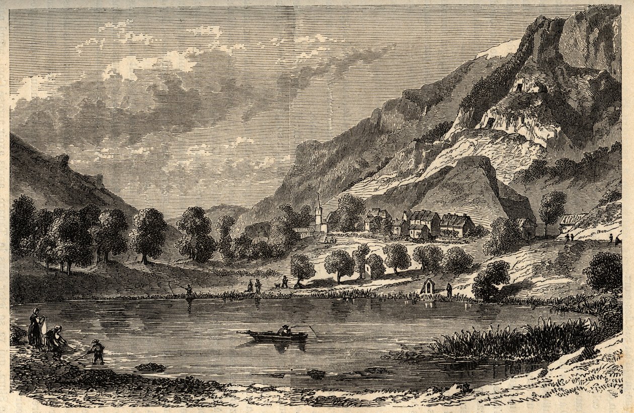 Le Lauzet-Ubaye - Der See von Lauzet - Gemeinde im Département Alpes-de-Haute-Provence im Südosten Frankreichs - Gravur in „PATRIE - DESCRIPTION PICTURESQUE DE LA FRANCE EN 6 VOLUMES“ von Lucien Huard - Ende des 19. Jahrhunderts von French School