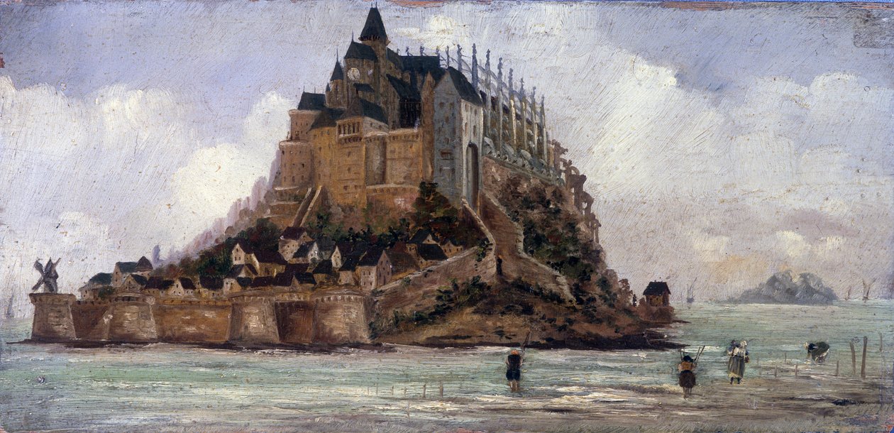 Le Mont Saint-Michel bei Ebbe von French School