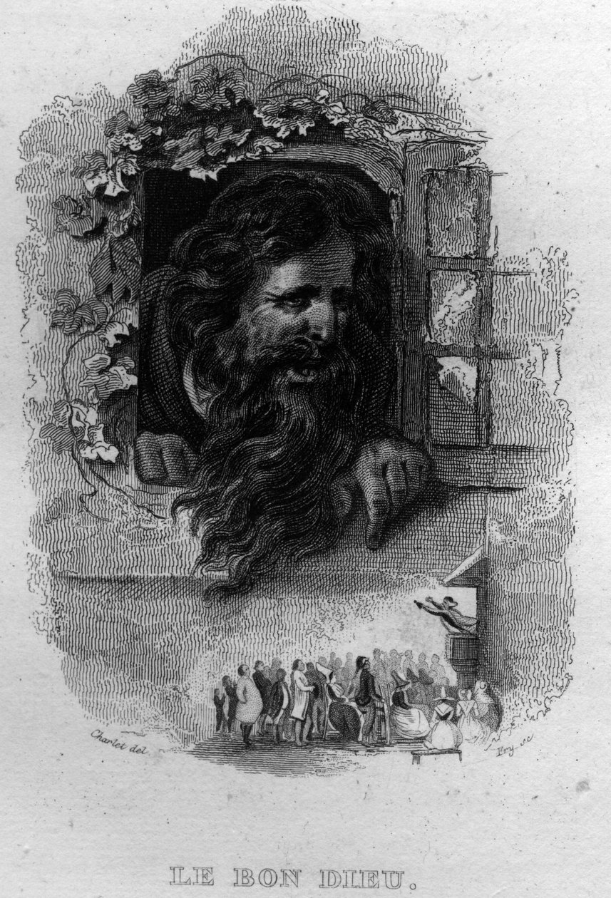 Le bon dieu Chanson de Beranger in „Oeuvres complètes“ (1834) von Pierre Jean de Beranger (1780-1857), französischer Dichter und Liedermacher von French School