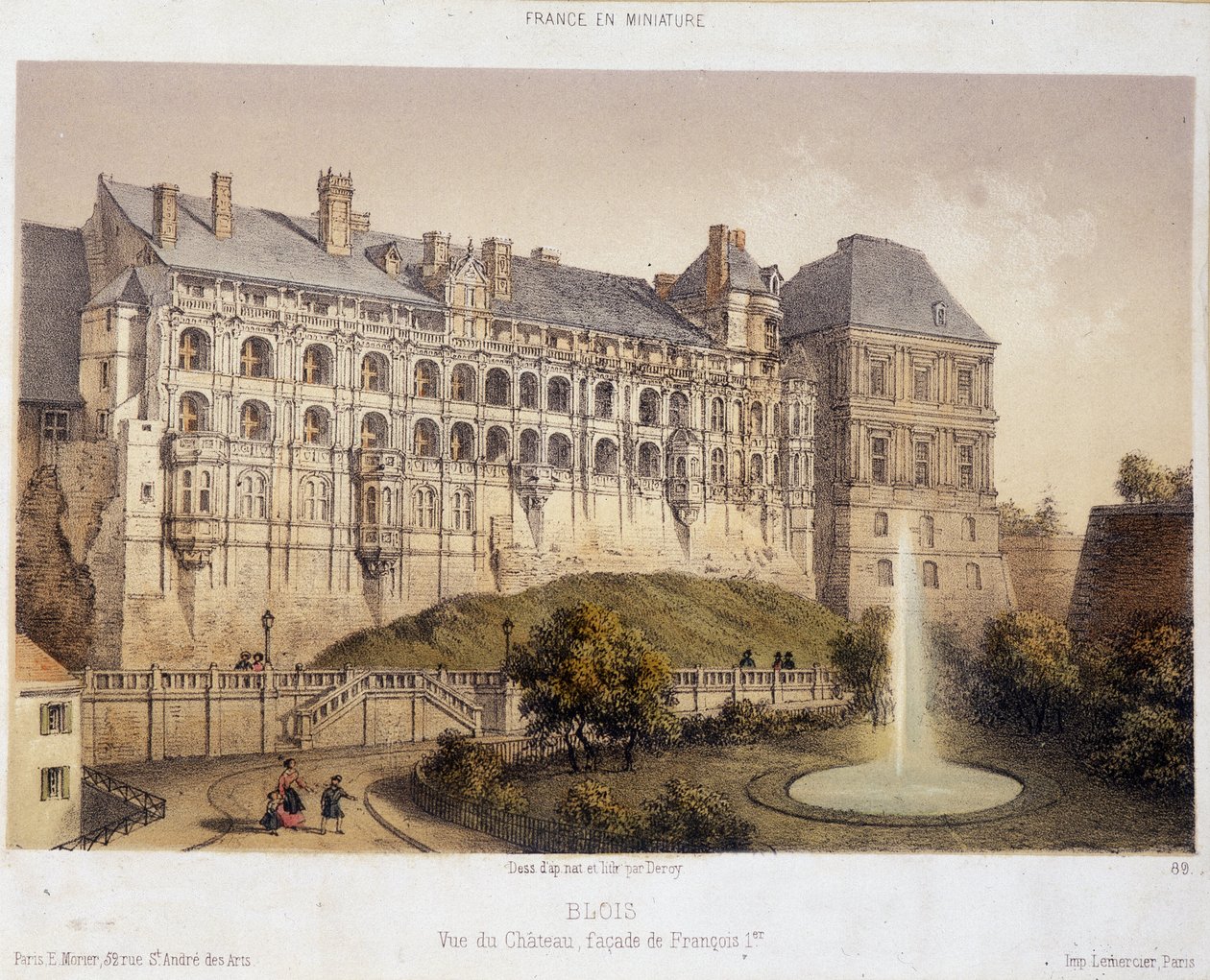 Das Schloss von Blois - Lithographie von French School