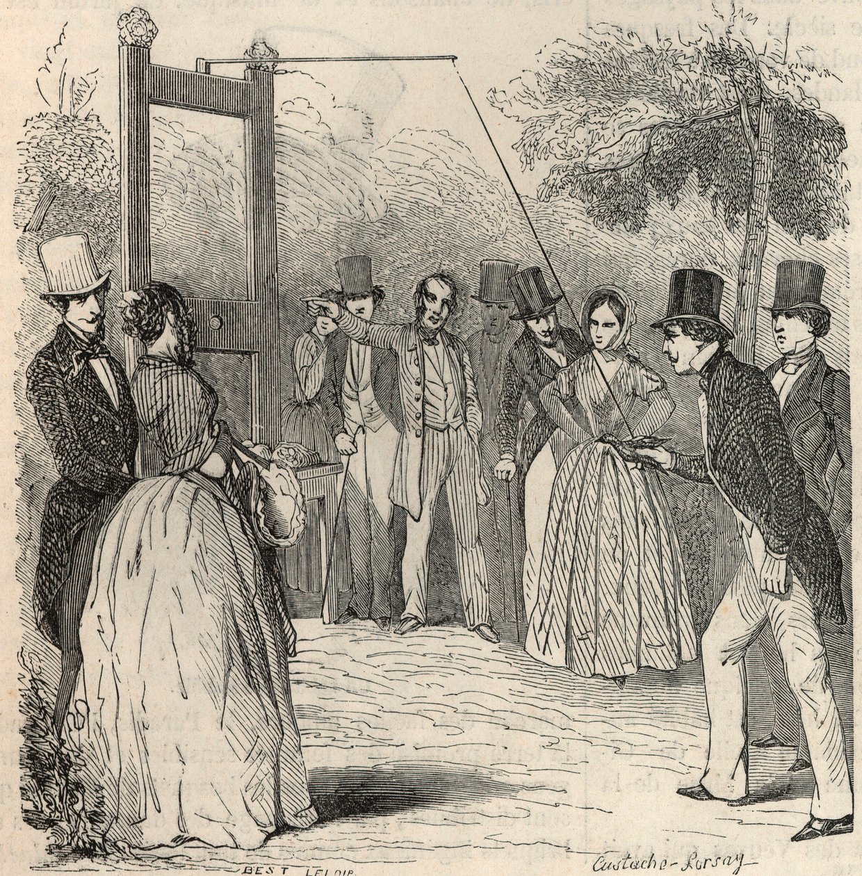 Das Taubenspiel im Jardin Mabille in Paris im 19. Jahrhundert - Gravur in „Tableau-de-Paris“ von Edmond Texier 1852 von French School