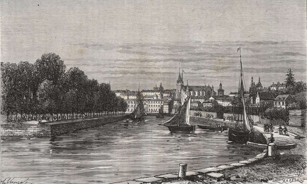 Der Hafen von Vannes (Morbihan, Frankreich) - Gravur in „La France Illustrée: Geographie, Geschichte, Verwaltung, Statistik“ von V.-A. Malt-Brown. 1884 von French School