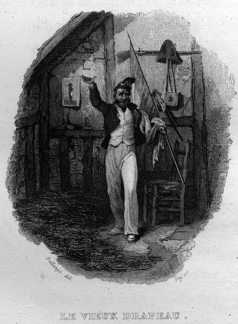 „Le vieux drapeau“, Lied von Béranger in „Œuvres complètes“ (1834) von Pierre-Jean de Béranger von French School