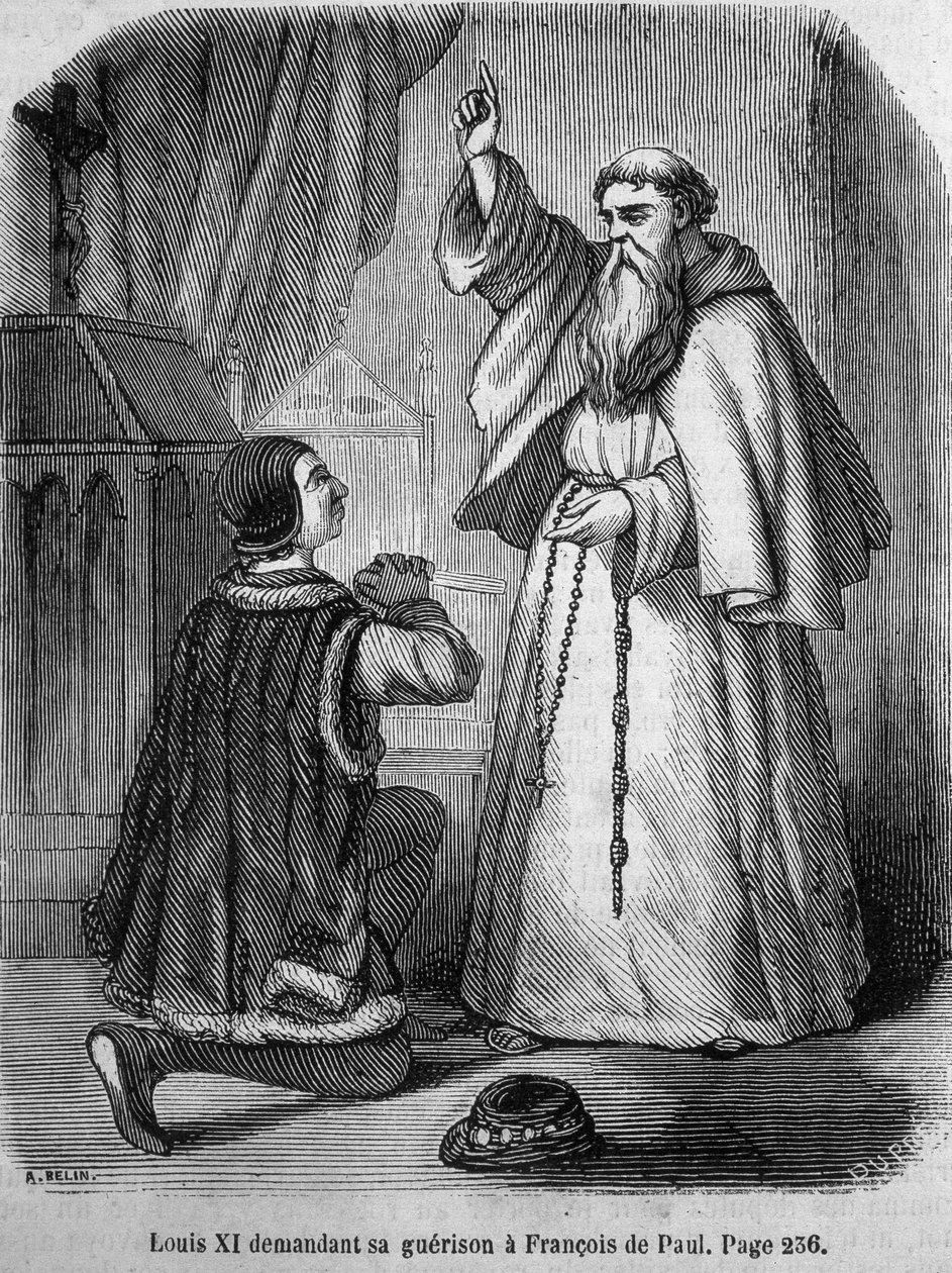 Ludwig XI. bittet François de Paule um Heilung - in „Histoire de France“ von L.-P. Anquetil von French School