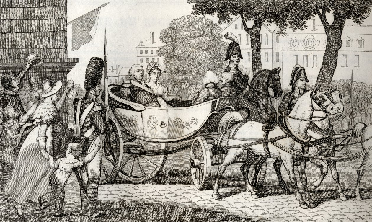 Ludwig XVIII (1755-1824) zieht bei der Restauration von 1814 in Paris ein, aus 