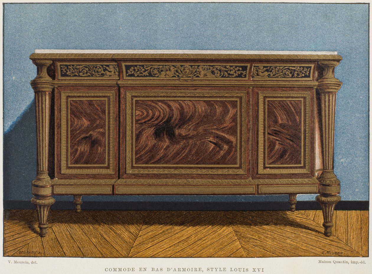 Louis XVI Kommode als Kleiderschrankboden, Illustration aus dem Dictionnaire de l