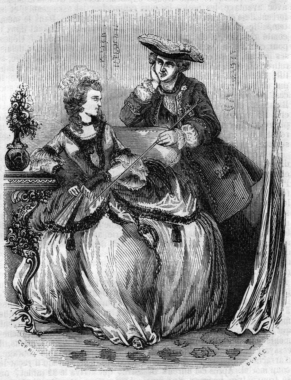 Ludwig XV. und Madame de Pompadour, Jeanne Antoinette Poisson (1721-1764) (Marquise de Pompadour) - in „Histoire de France“ von L.-P. Anquetil von French School