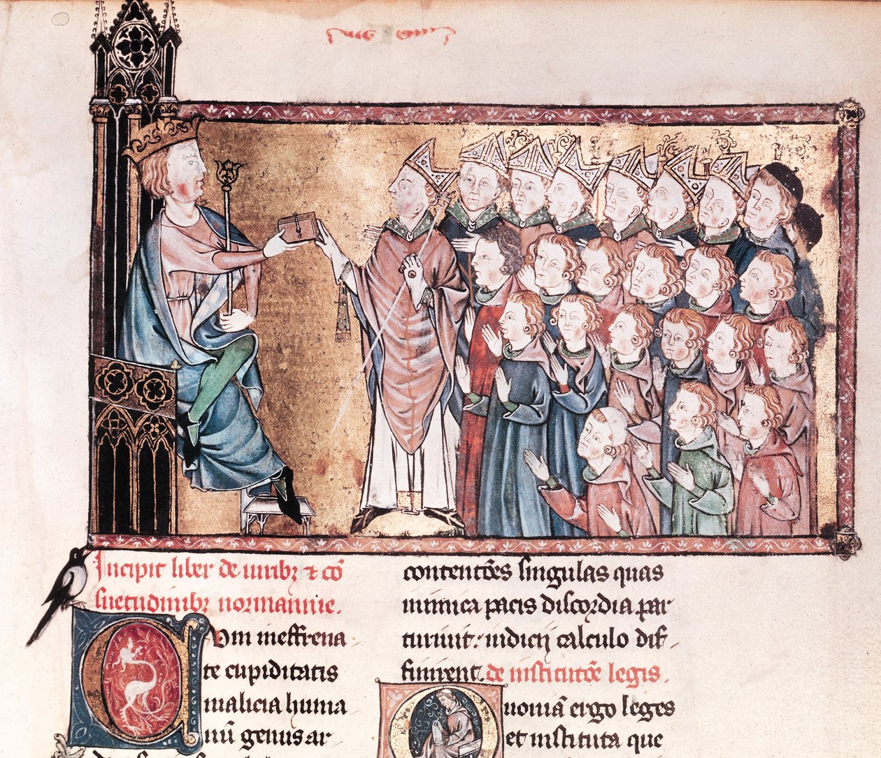 Louis X (1289-1316) der Sture übergibt die Charta an die Normannen, aus Le Grand Coutumier de Normandie, um 1340 von French School