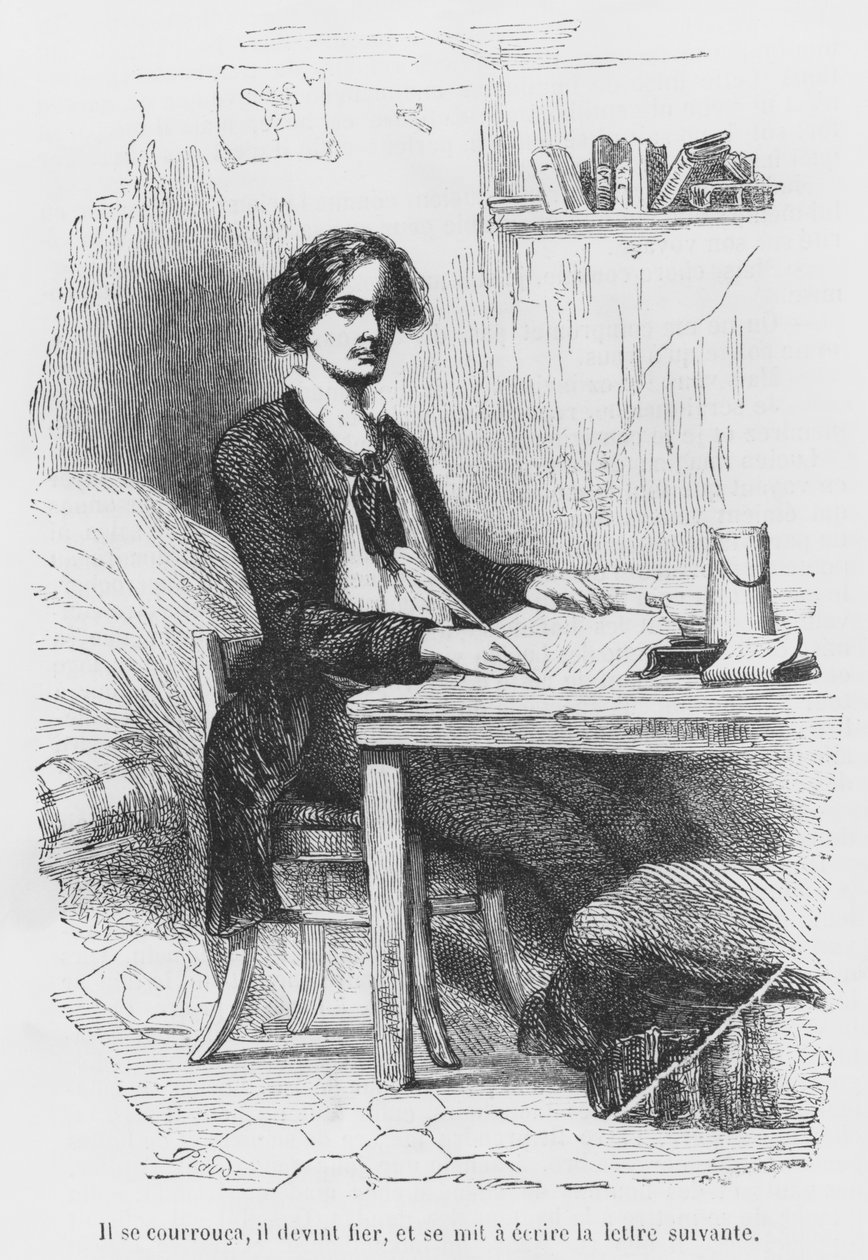 Lucien de Rubempre schreibt einen Brief, Illustration aus 