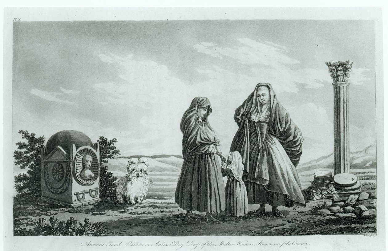 Maltesische Frauen, aus Ancient and Modern Malta von Pierre Marie Louis de Boisgelin de Kerdu, veröffentlicht 1805 von French School