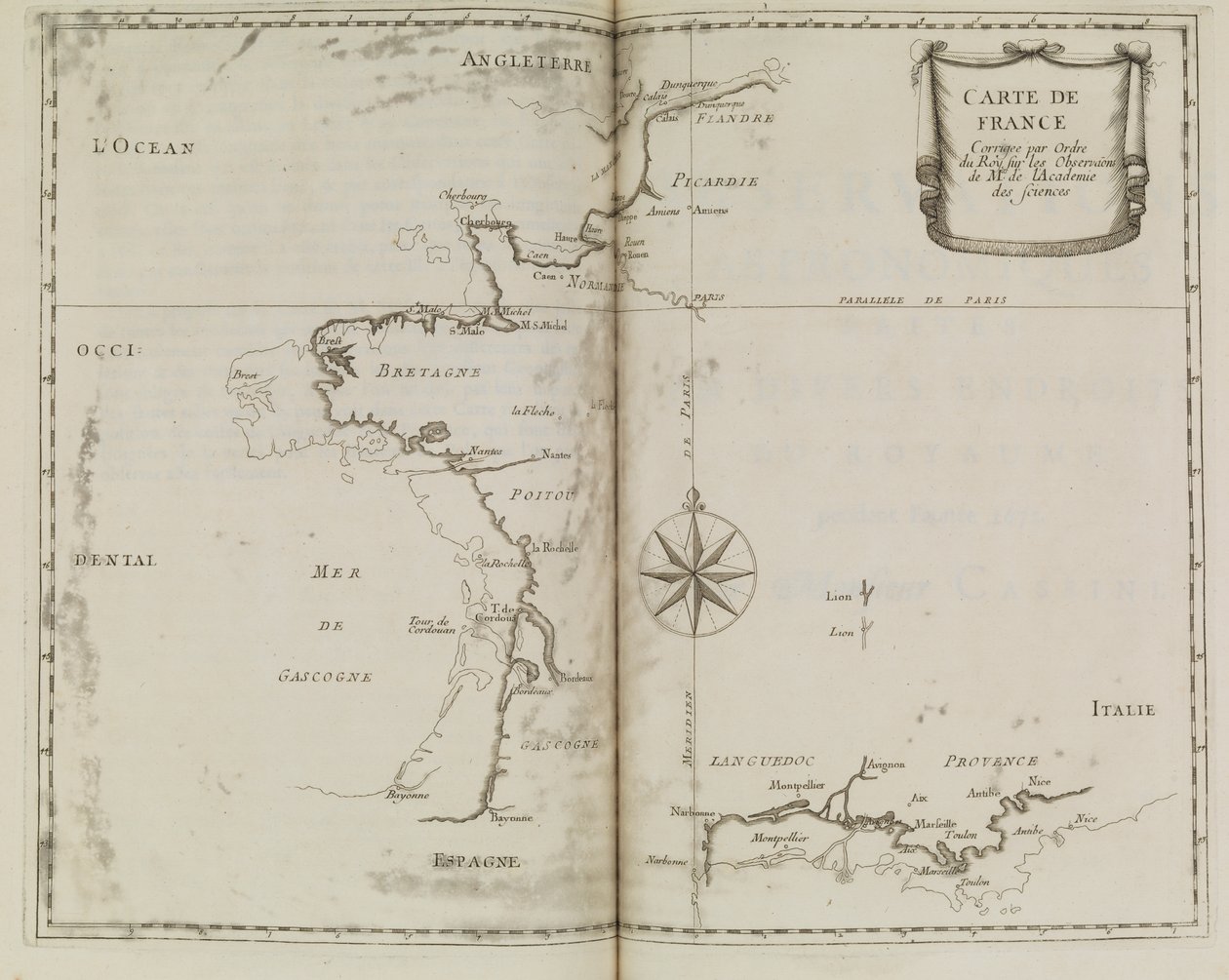Karte von Frankreich, c.1693 von French School