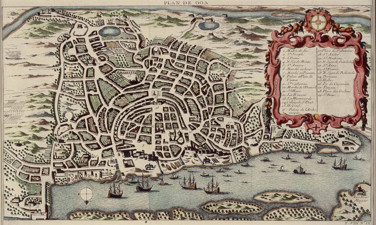 Karte von Goa, aus Histoire generale des voyages, 1750
