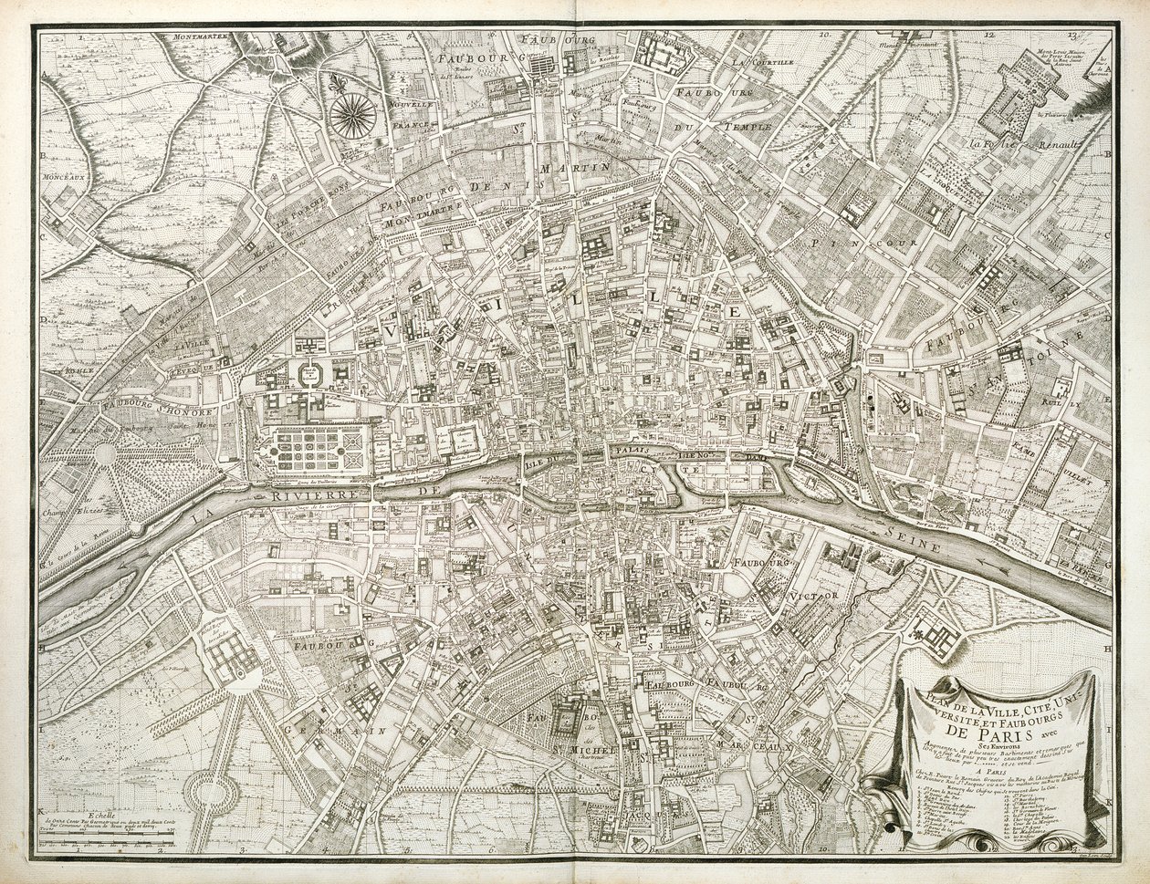 Karte von Paris, aus dem Atlas de Paris von Jean de la Caille, 1714 von French School