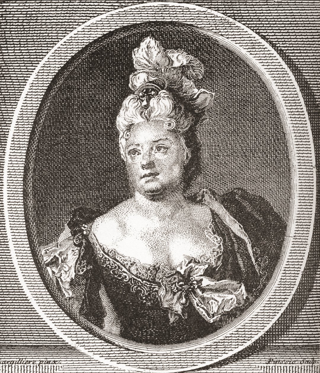 Marianne Duclos de Chateauneuf, 1664 - 1747. Französische Komödiantin. Aus Les Heures Libres, veröffentlicht 1908. von French School