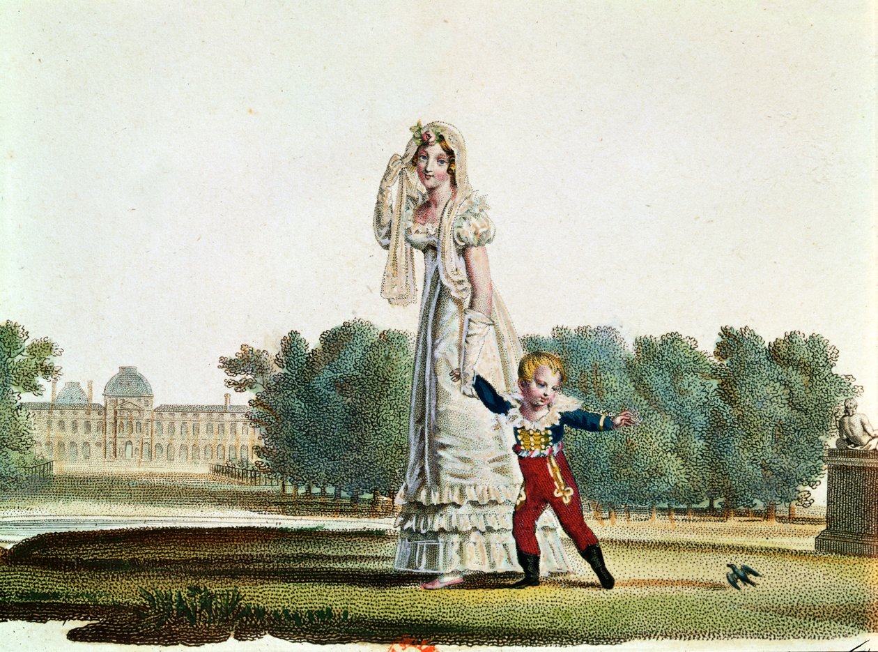 Marie Louise (1791-1847) und der König von Rom (1811-32) vor dem Tuilerienpalast von French School
