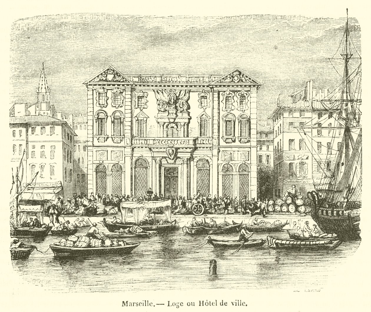 Marseille, Loge oder Rathaus (Gravur) von French School