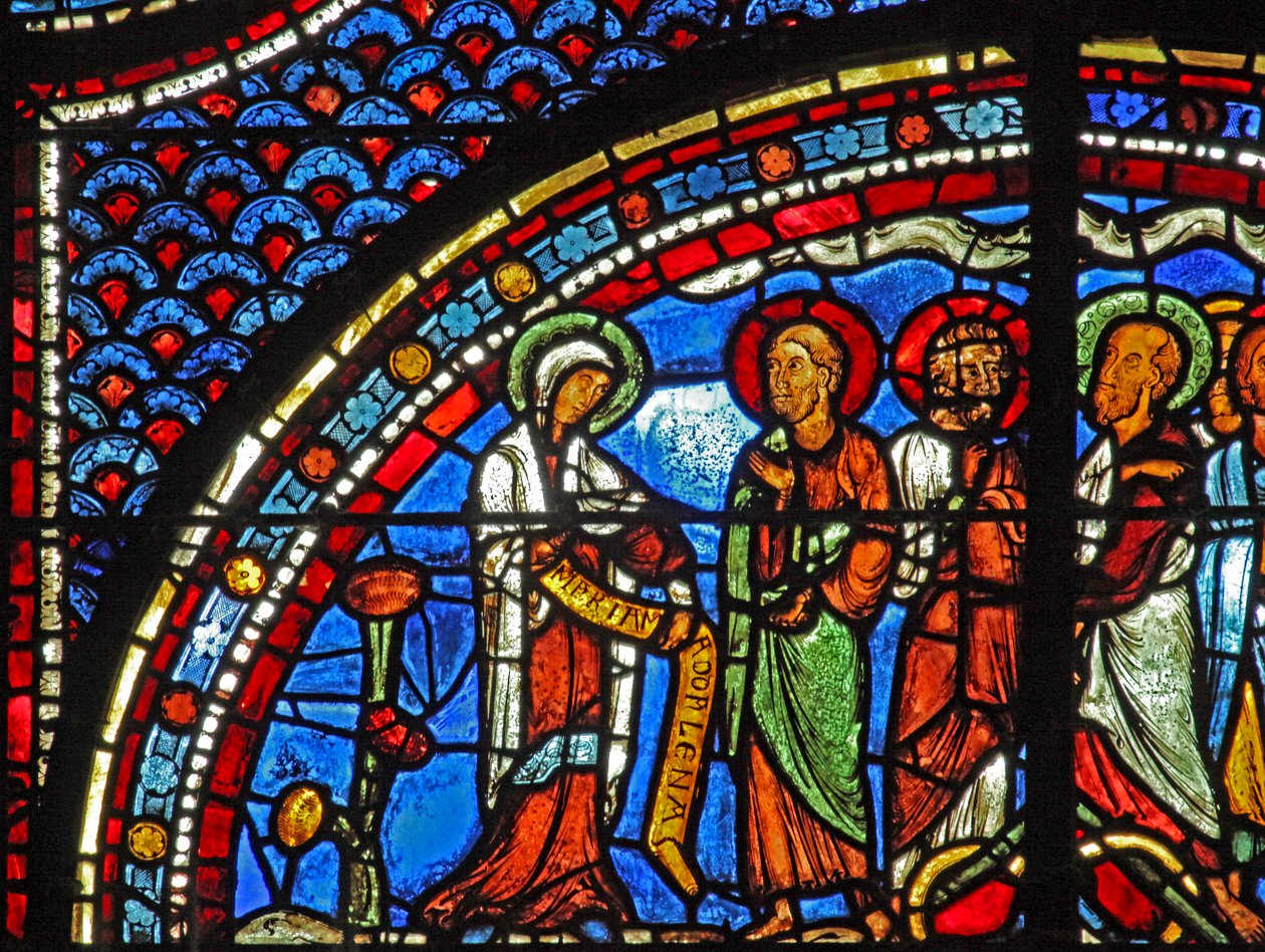 Maria-Magdalena-Fenster: Maria erzählt den Jüngern von der Auferstehung von French School