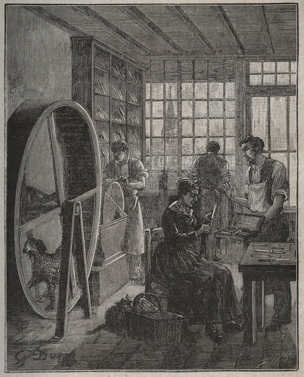 Beruf und Handwerker: Ein Besteckladen in der Provinz im 19. Jahrhundert. Gravur aus 1885 in „Les arts et metiers illustres“ von Adolphe BITARD. von French School