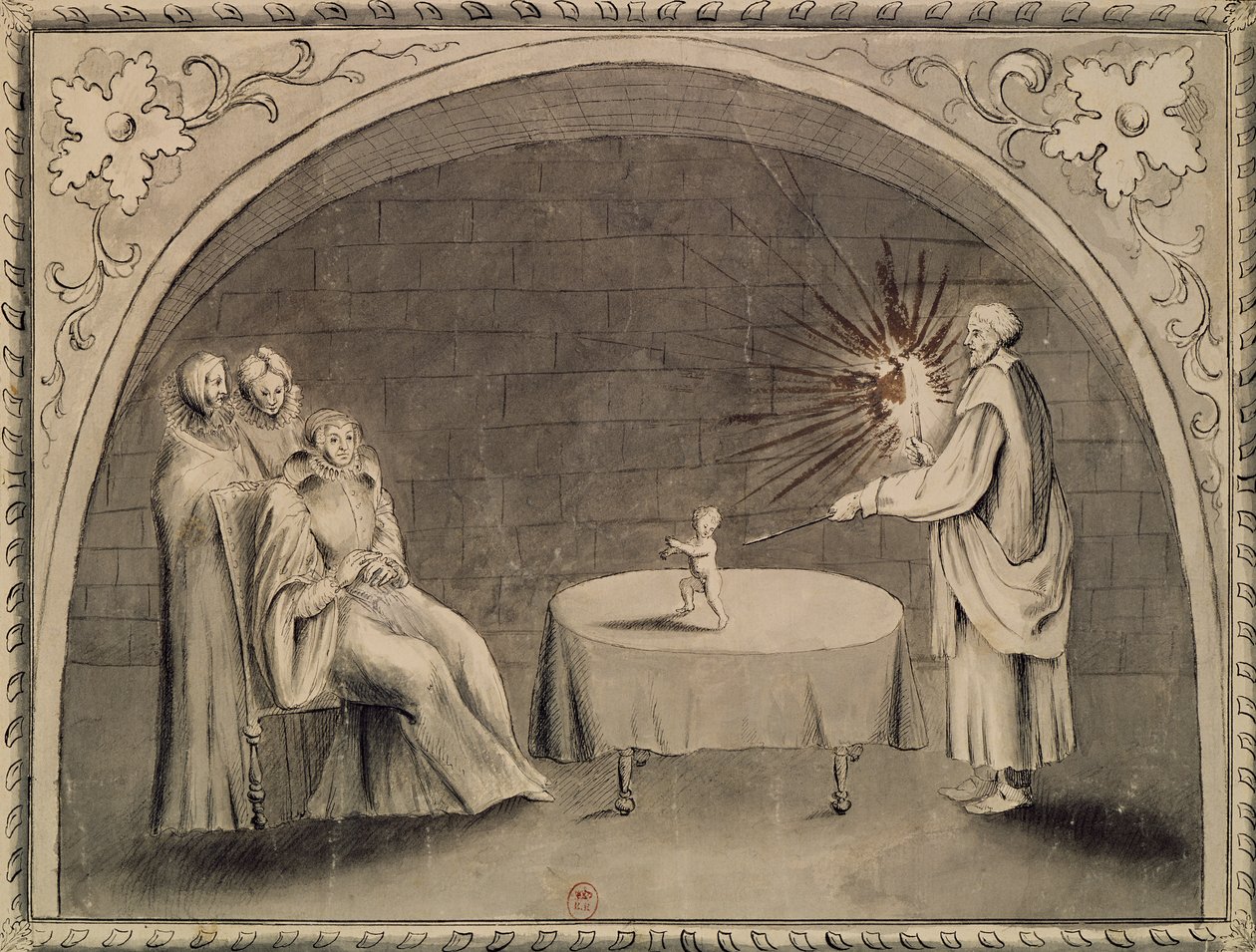 Michel de Nostradame und Catherine de Medici, 1559 von French School