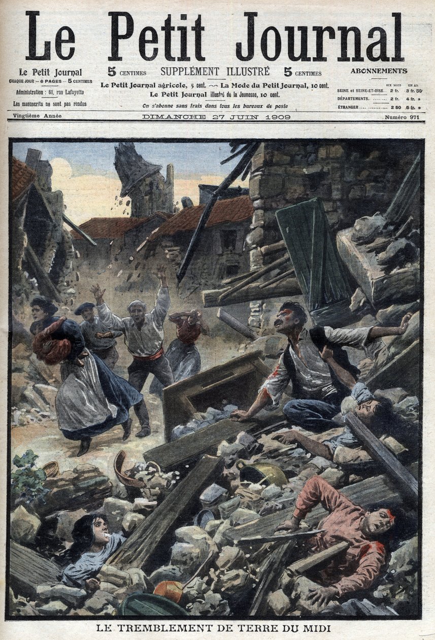 Erdbeben in Südostfrankreich - „Le Petit Journal“ vom 27. Juni von French School