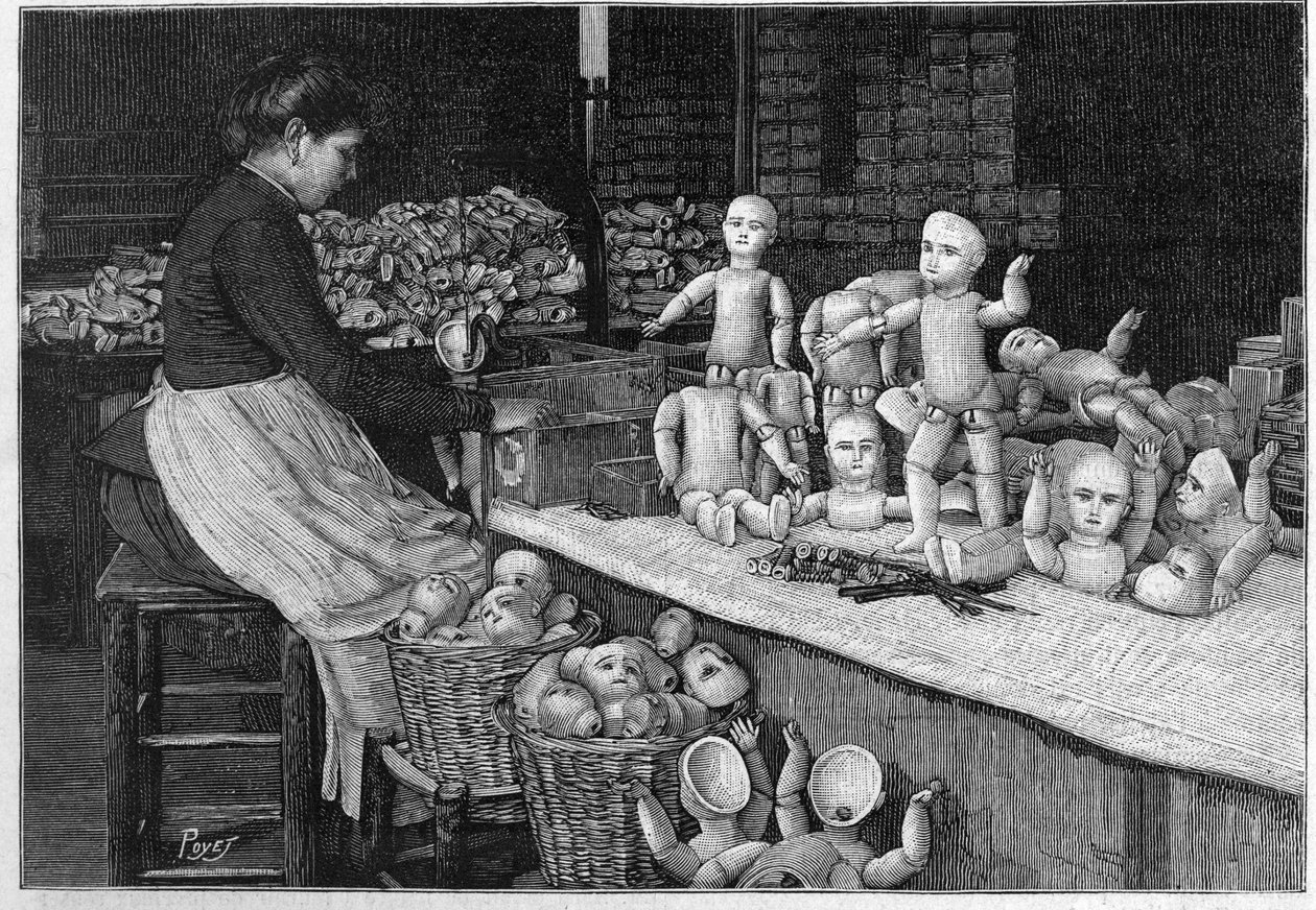 Montreuil-Puppenfabrik im Jahr 1888. von French School