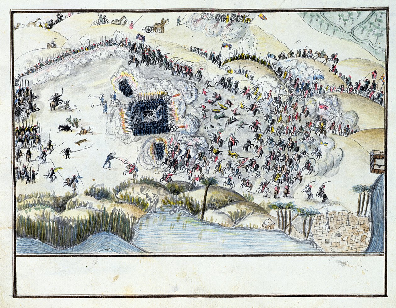 Ms.1688, Wüstenschlacht während Bonapartes Ägyptenfeldzug, 1798 von French School