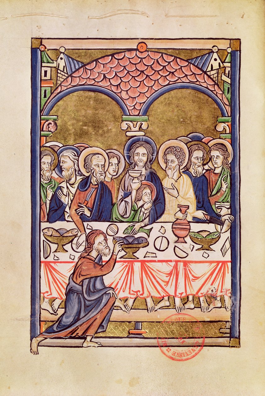 Ms 1273 fol.12v Das letzte Abendmahl, aus einem Psalter von French School