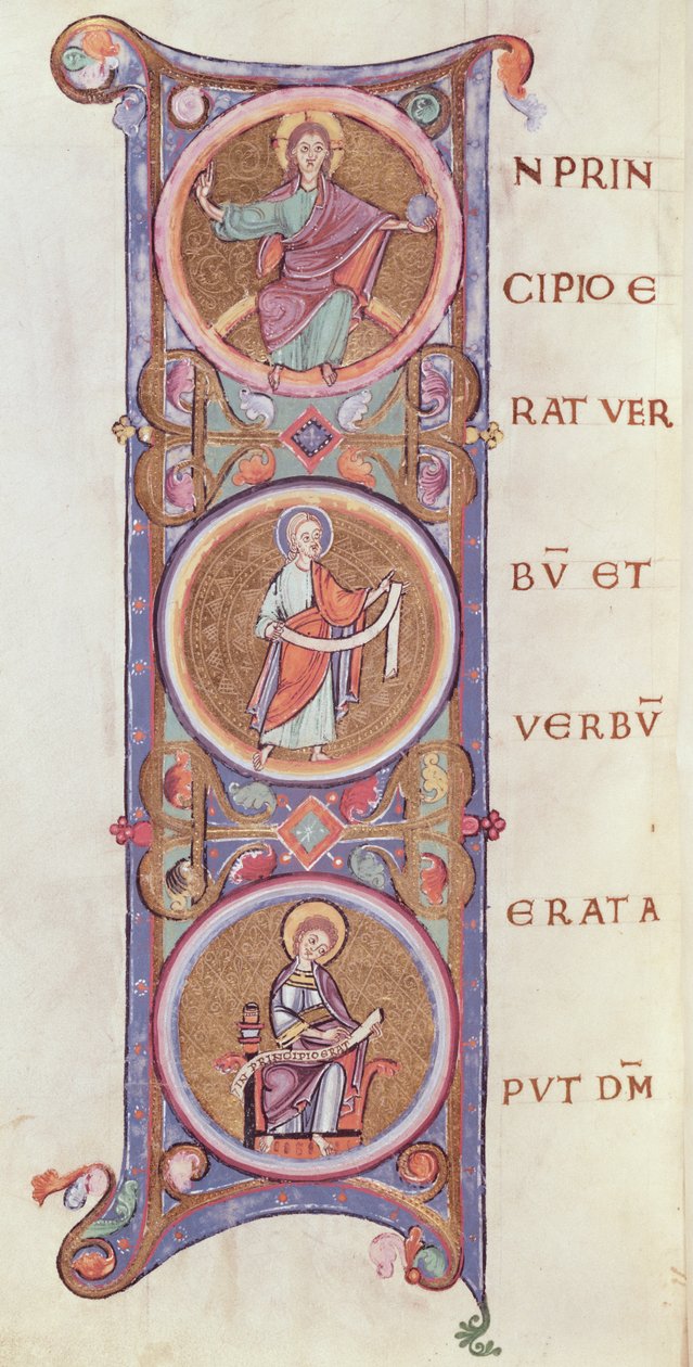 Historiierte Initiale I, Beginn des Evangeliums von St. Johannes von French School