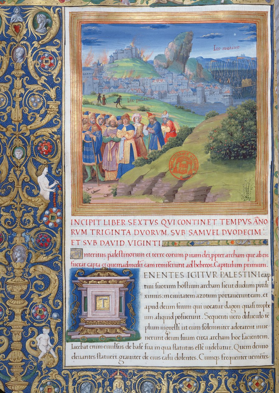 Ms. 1581 f. 108v Illustration aus Buch VI (Vom Tod des Eli bis zum Tod Sauls), Kapitel 1 der Antiquitates Judaicae von Flavius Josephus von French School