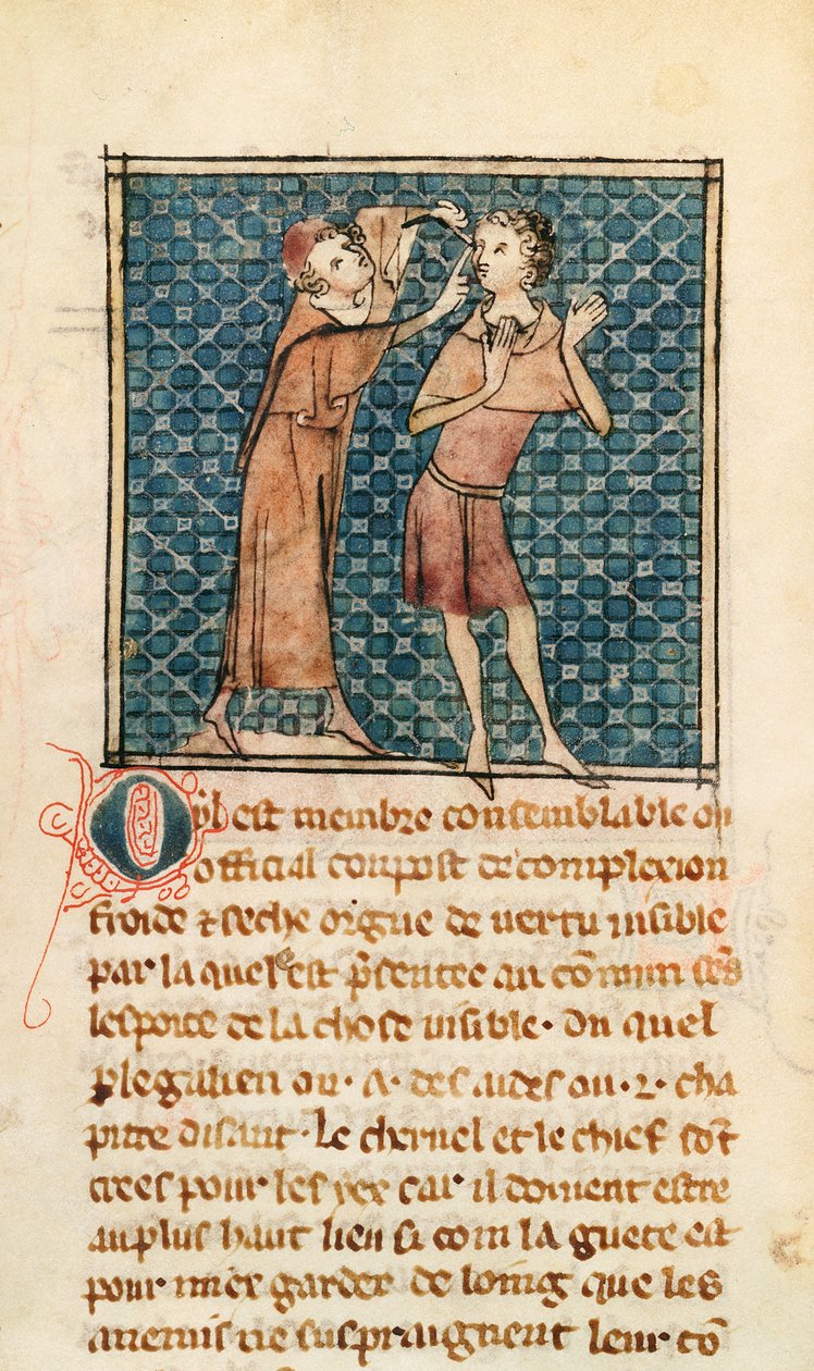 Augenheilkunde, Illustration aus La Chirurgie de Maitre Henri de Mondeville