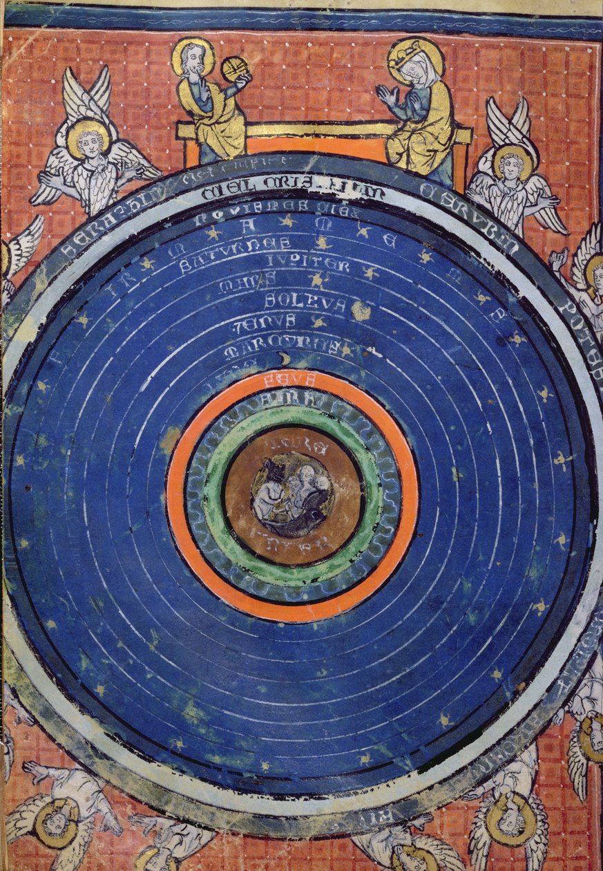 Die Welt nach Aristoteles, Miniatur aus De Philosophia Mundi von Guillaume de Conches, 1276-77 von French School