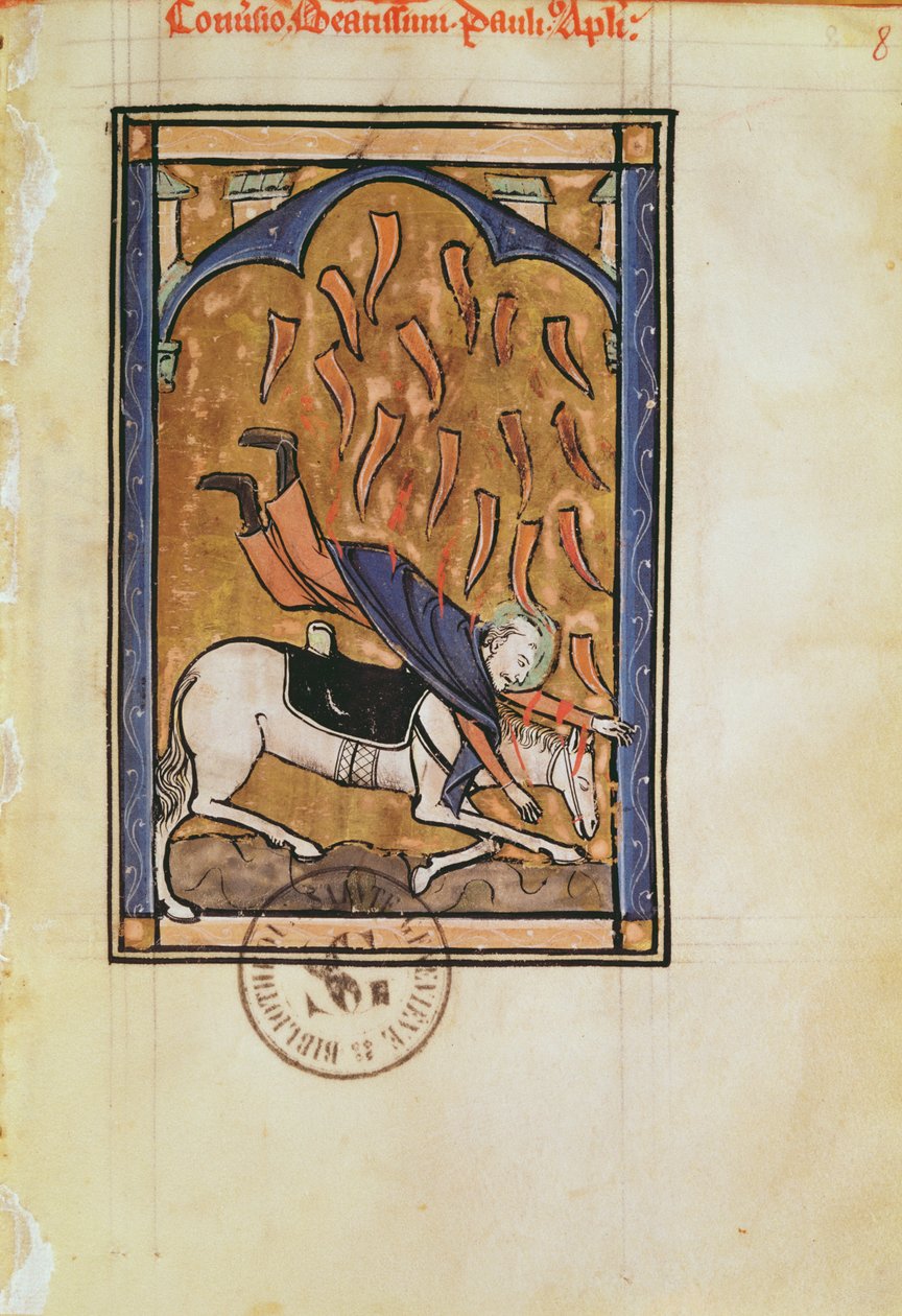Ms 2689 fol.8r Die Bekehrung des Hl. Paulus, aus dem Psalter der Abtei St. Elisabeth de Genlis von French School
