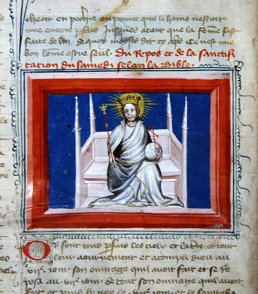 Gott in Majestät, aus der Bibel des Grands Augustins von French School
