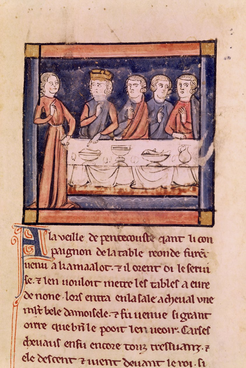Ms 3347 fol.214 Am Vorabend von Pfingsten..., aus Livre de Messire Lancelot du Lac von French School