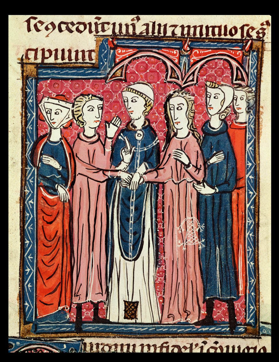 Ms 372 fol.153 Eine Hochzeit, aus Decrets de Gratien von French School