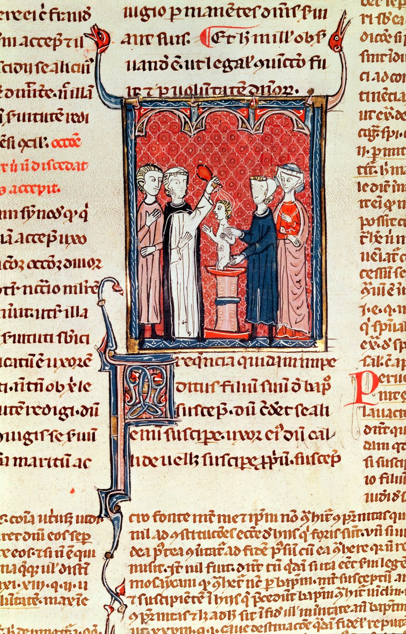 Taufszene, aus Decrets de Gratien von French School