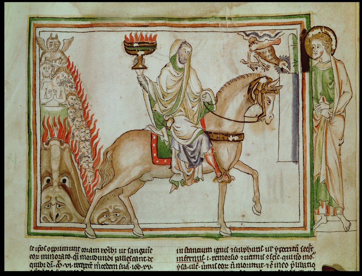 Ms 422 fol.22r Die Öffnung des vierten Siegels: Der Tod reitet das fahle Pferd von French School