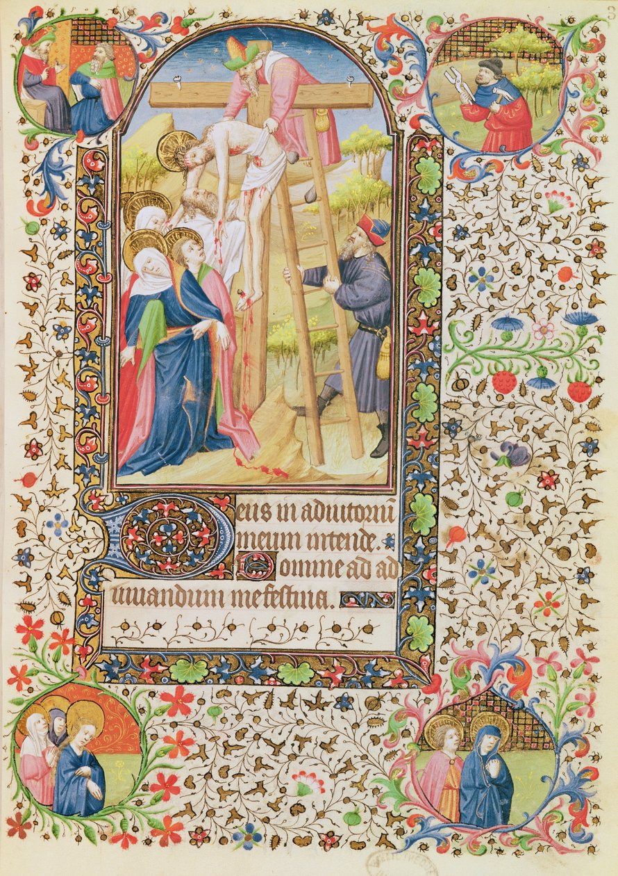 Ms 547 fol.32 Die Kreuzabnahme, aus einem Stundenbuch einer Frau aus Poitiers von French School