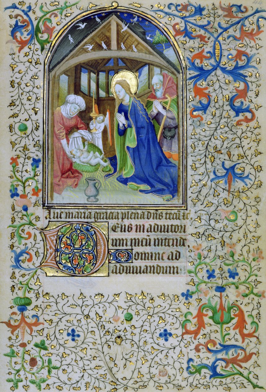 Die Jungfrau und Joseph verehren den neugeborenen Christus, aus einem Stundenbuch, Amiens von French School