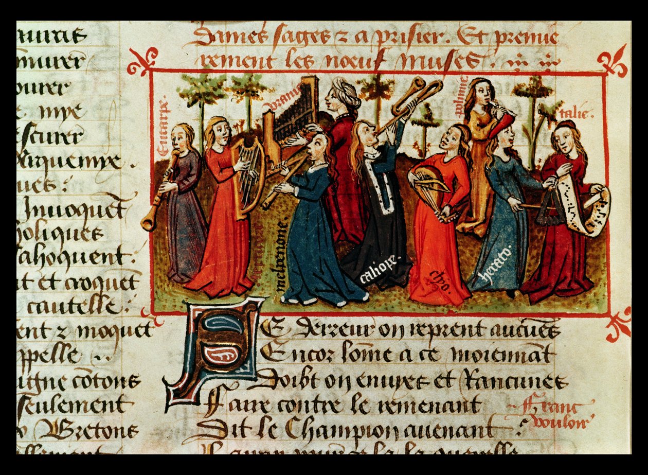 Die neun Musen aus Le Champion des Dames von Martin le Franc (1410-61) 1451 von French School