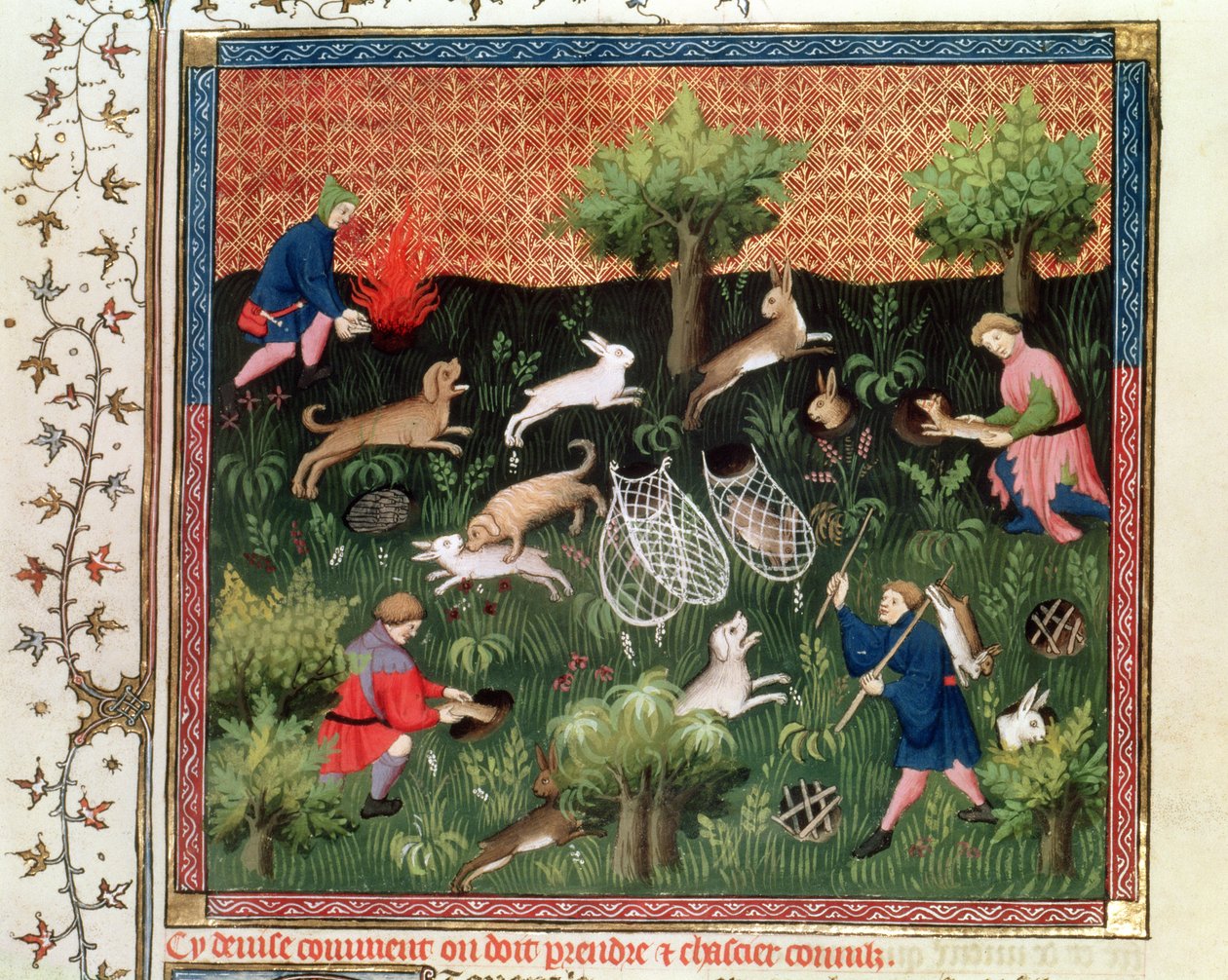 Ms Fr 616 fol.92 Hasenjagd, aus dem Livre de la Chasse von Gaston Phebus de Foix (1331-91), spätes 15. Jahrhundert von French School